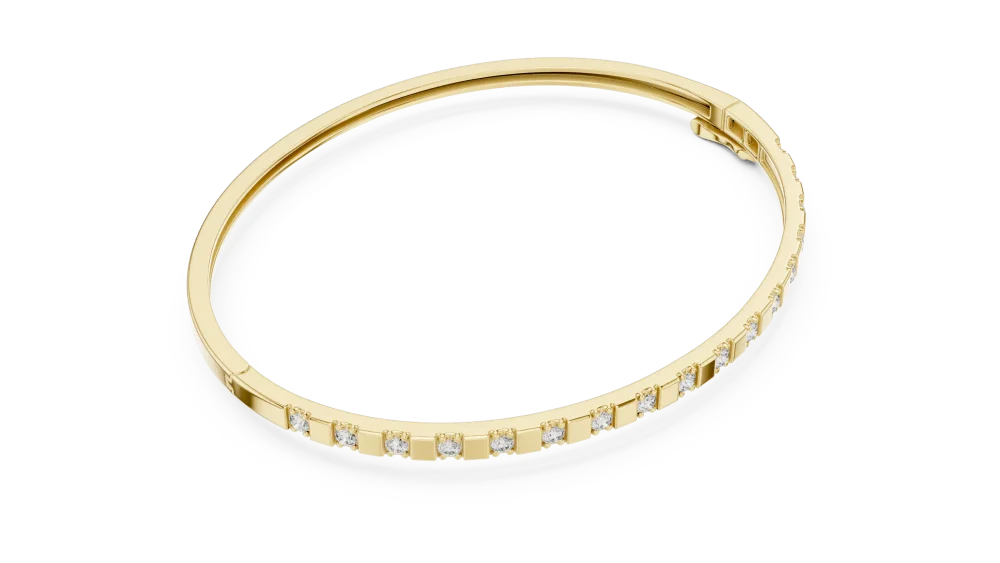 Discover the geometric allure of this DIAMEUR diamond bangle. Expertly handcrafted for brilliant scintillation, it is the ultimate modern classic. Shop now.