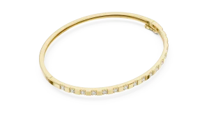 Symmetry Round Brilliant Geometric Frame Bangle Bracelet