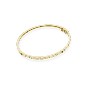 Symmetry Round Brilliant Architectural Pavé-Set Bangle