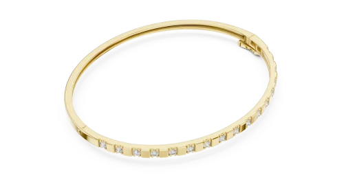 Symmetry Round Brilliant Geometric Frame Bangle Bracelet