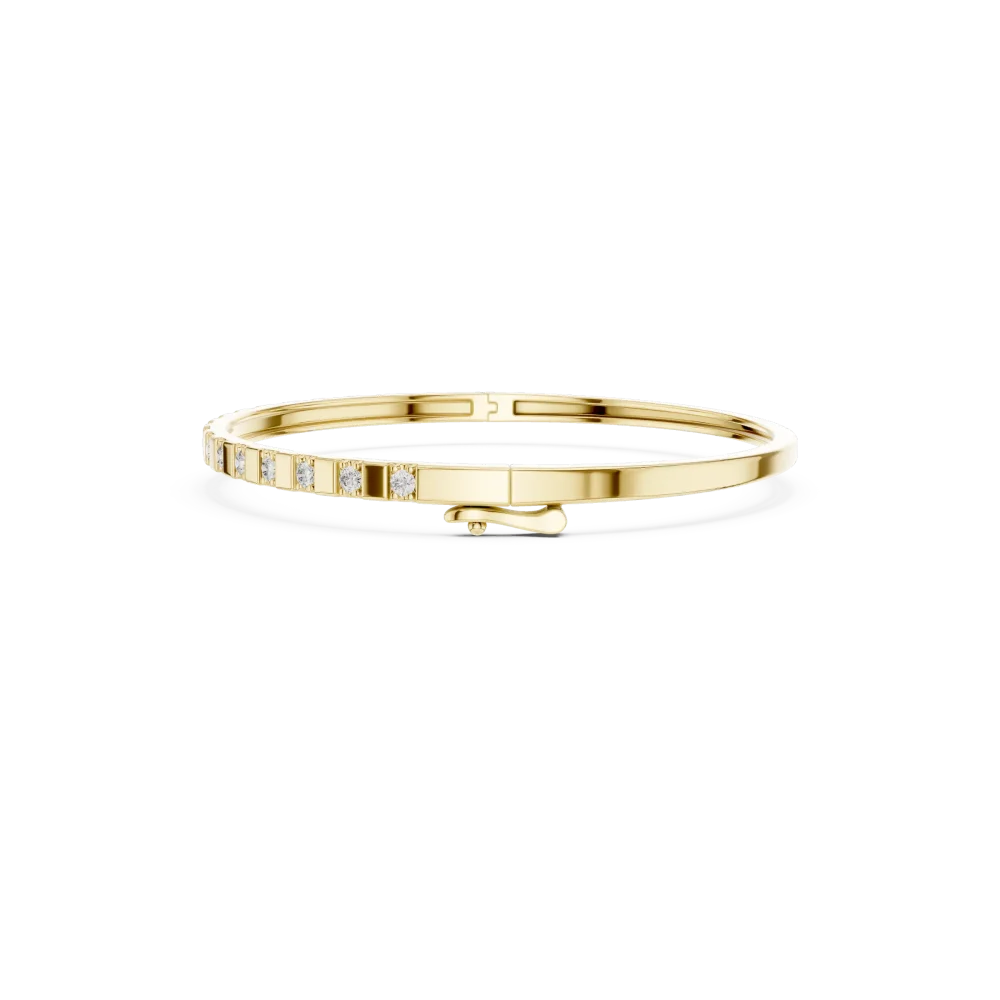 Symmetry Round Brilliant Architectural Pavé-Set Bangle - Image 3