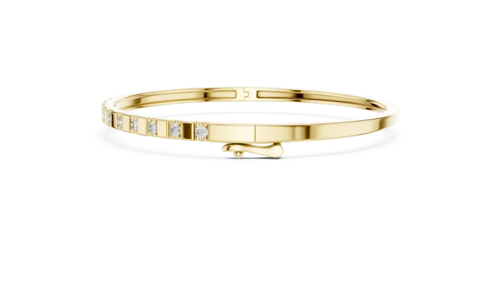 Symmetry Round Brilliant Geometric Frame Bangle Bracelet - Image 3