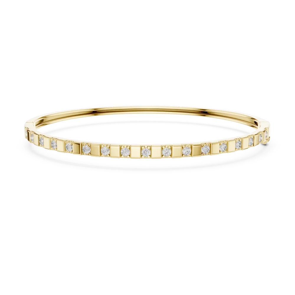 Symmetry Round Brilliant Architectural Pavé-Set Bangle - Image 2