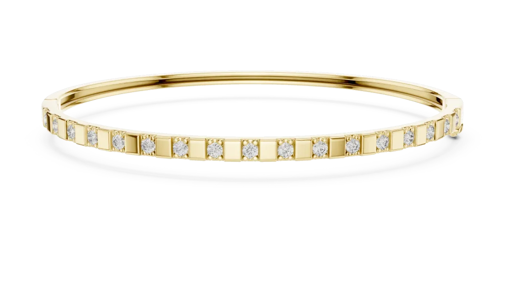 Symmetry Round Brilliant Geometric Frame Bangle Bracelet - Image 2