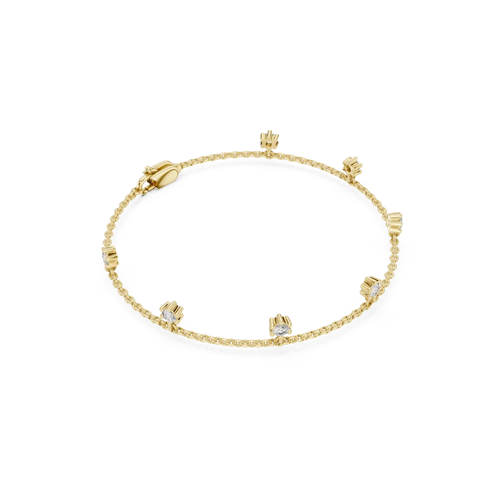 Adorn your wrist with the radiant brilliance of our floating station bracelet, featuring seven exquisite DIAMEUR lab-grown diamonds. Shop today!