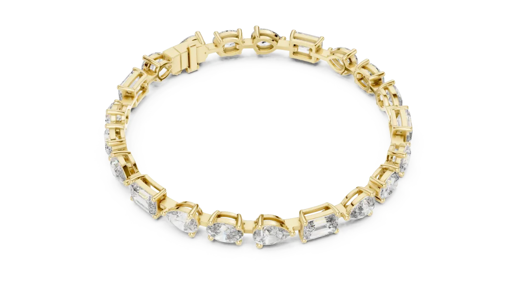 Experience the brilliance of this mixed-cut DIAMEUR diamond tennis bracelet. A modern, sustainable luxury statement for any occasion. Shop yours today.