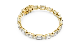 Symmetry Emerald and Round Cut Geometric Tennis Bracelet