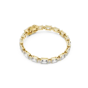 Geometric Emerald and Round Cut Architectural Tennis Bracelet