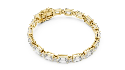 Symmetry Emerald and Round Cut Geometric Tennis Bracelet