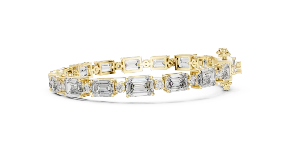 Symmetry Emerald and Round Cut Geometric Tennis Bracelet - Image 3