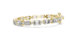 Symmetry Emerald and Round Cut Geometric Tennis Bracelet - Image 3
