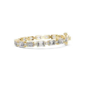 Geometric Emerald and Round Cut Architectural Tennis Bracelet - Image 3