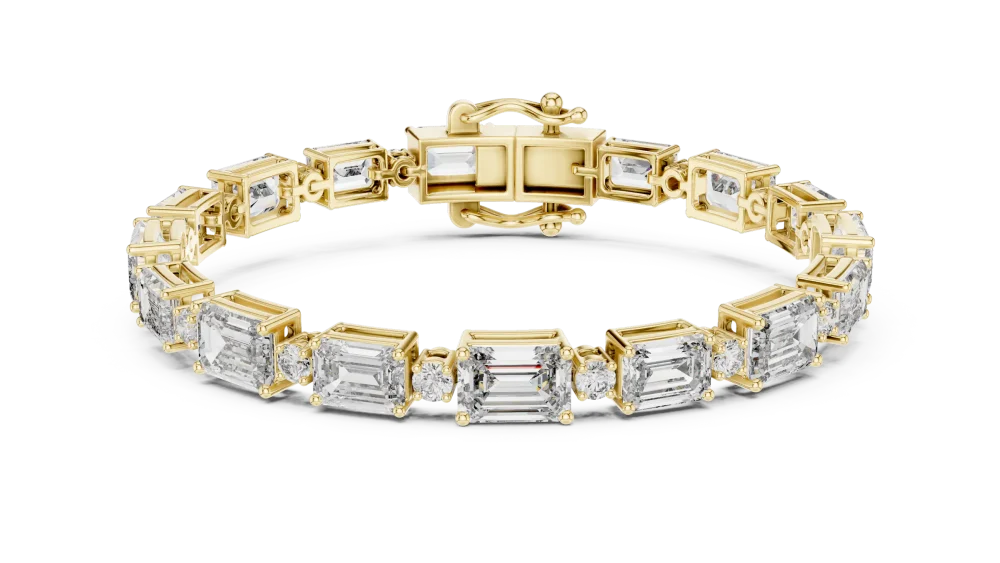Symmetry Emerald and Round Cut Geometric Tennis Bracelet - Image 2