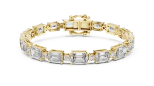 Symmetry Emerald and Round Cut Geometric Tennis Bracelet - Image 2