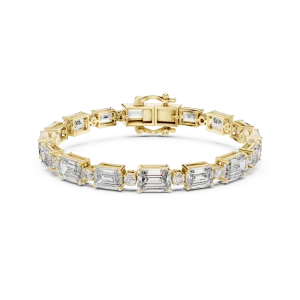 Geometric Emerald and Round Cut Architectural Tennis Bracelet - Image 2