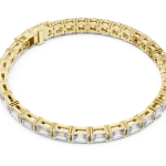Symmetry Emerald and Round Cut Linear Statement Tennis Bracelet
