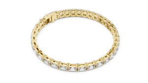 Symmetry Emerald and Round Cut Linear Statement Tennis Bracelet