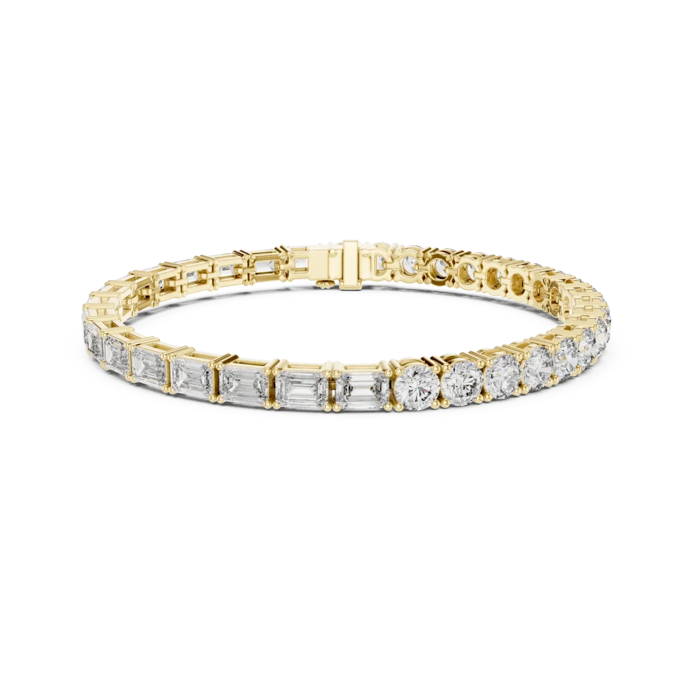Symmetry Emerald and Round Alternating Tennis Bracelet - Image 2