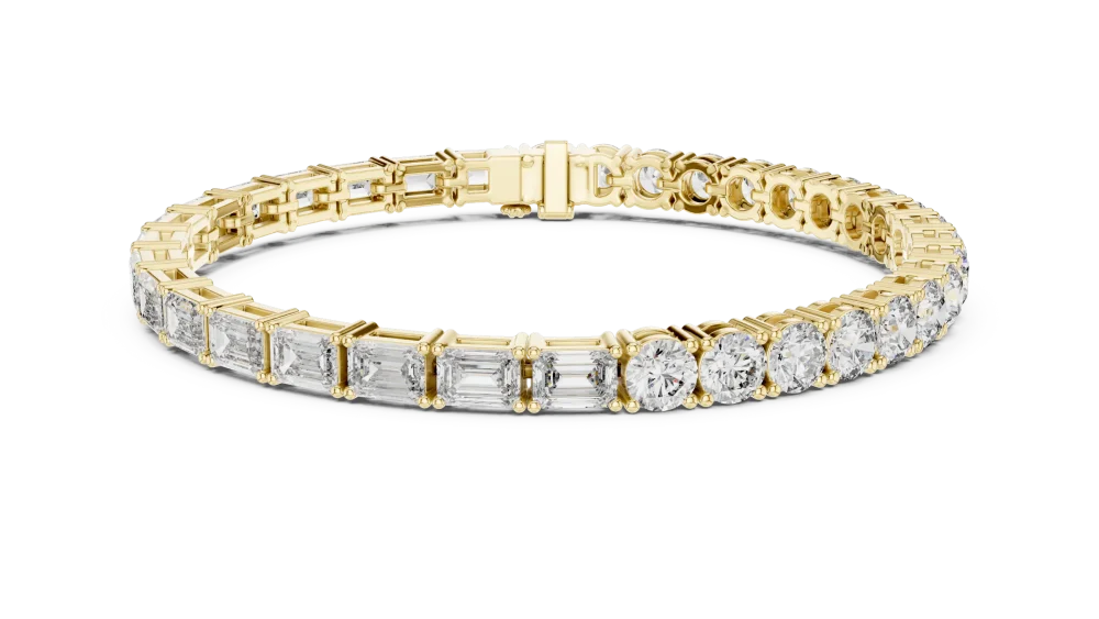 Symmetry Emerald and Round Cut Linear Statement Tennis Bracelet - Image 2