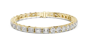 Symmetry Emerald and Round Cut Linear Statement Tennis Bracelet - Image 2