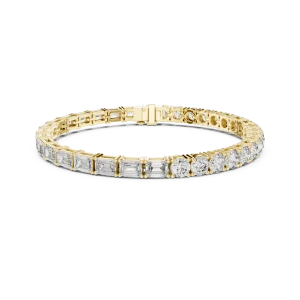 Symmetry Emerald and Round Alternating Tennis Bracelet - Image 2