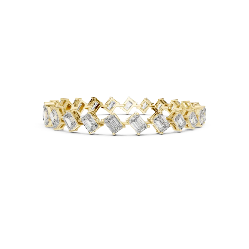 Geometric Emerald and Radiant Cut Statement Tennis Bracelet - Image 3