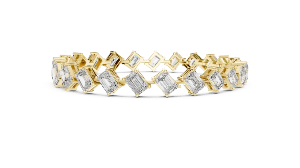 Architectural Emerald and Radiant Cut Statement Tennis Bracelet - Image 3