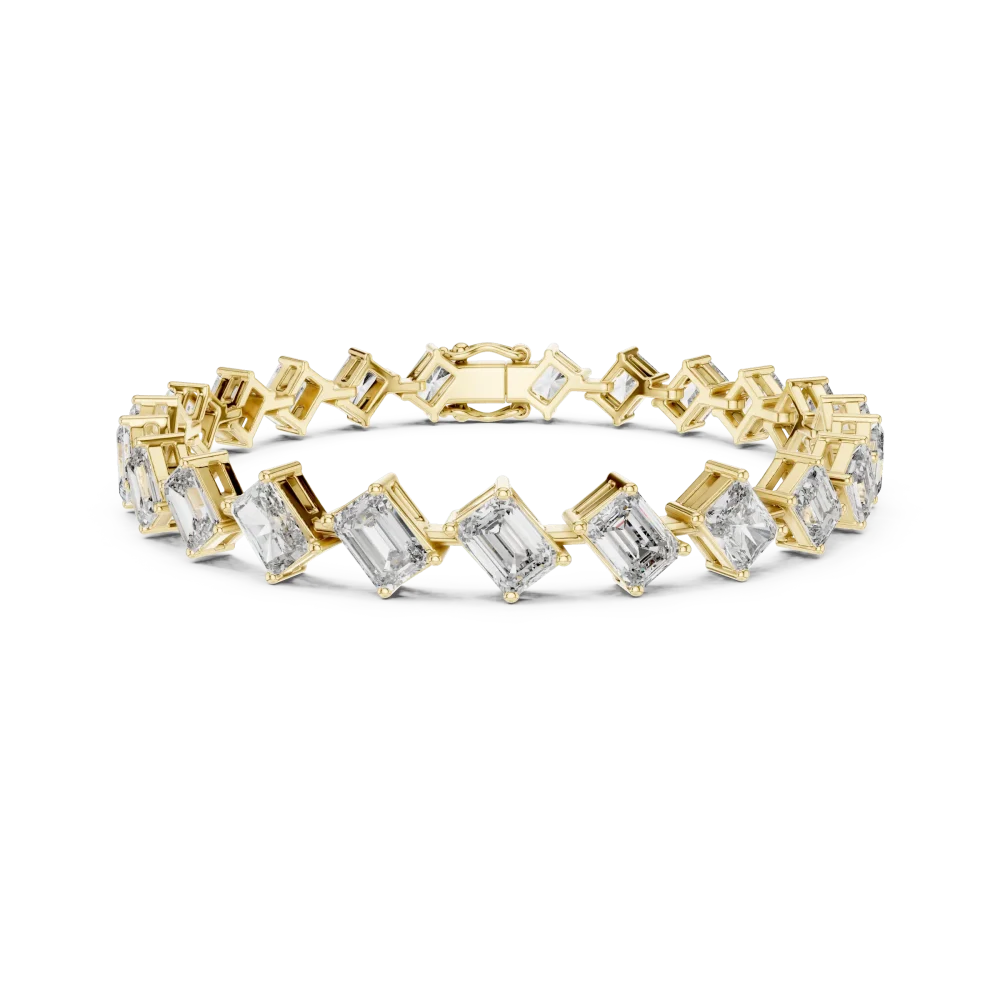 Geometric Emerald and Radiant Cut Statement Tennis Bracelet - Image 2