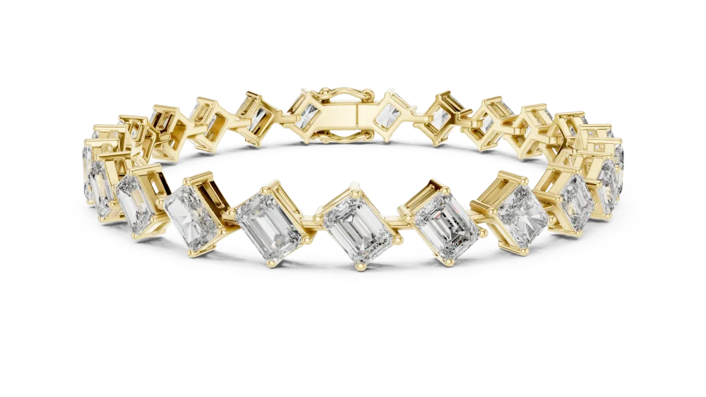Architectural Emerald and Radiant Cut Statement Tennis Bracelet - Image 2
