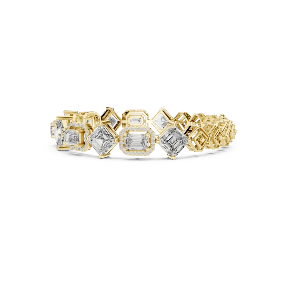 Symmetry Emerald and Round Pavé-Set Statement Bracelet - Image 3