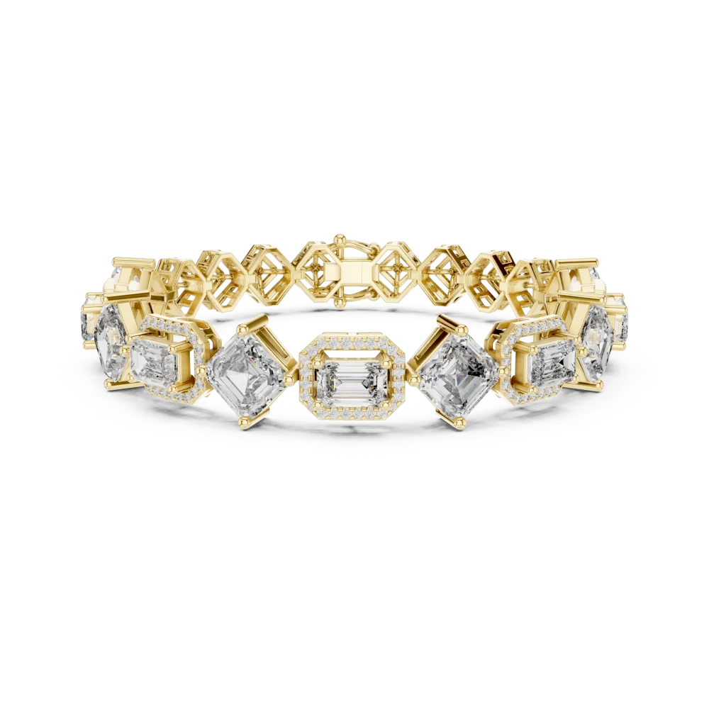 Symmetry Emerald and Round Pavé-Set Statement Bracelet - Image 2