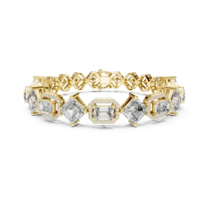 Symmetry Emerald and Round Pavé-Set Statement Bracelet - Image 2