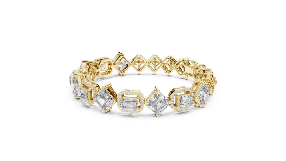 Luminary Emerald and Round Geometric Tennis Bracelet - Image 3