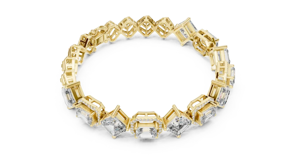 Luminary Emerald and Round Geometric Tennis Bracelet - Image 2