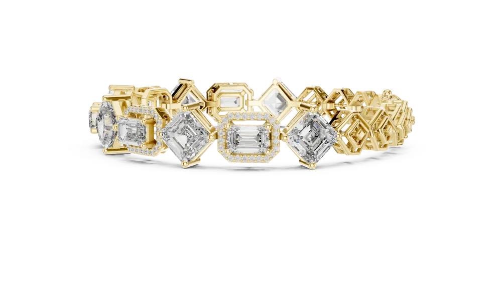 Luminary Emerald and Round Geometric Tennis Bracelet - Image 4