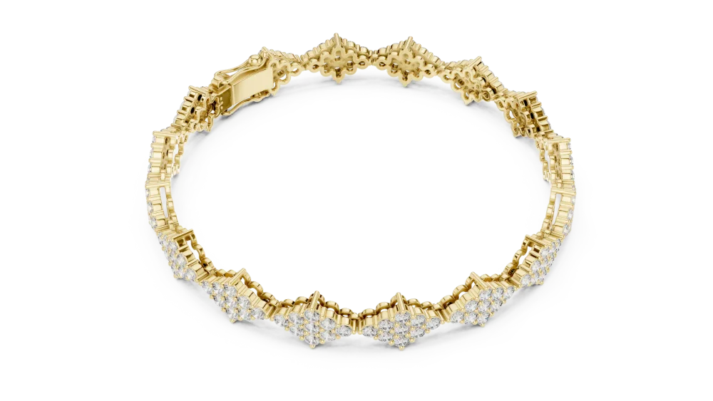Experience radiant elegance with this geometric pavé-set tennis bracelet, featuring high-quality DIAMEUR lab-grown diamonds. Shop the brilliance today.