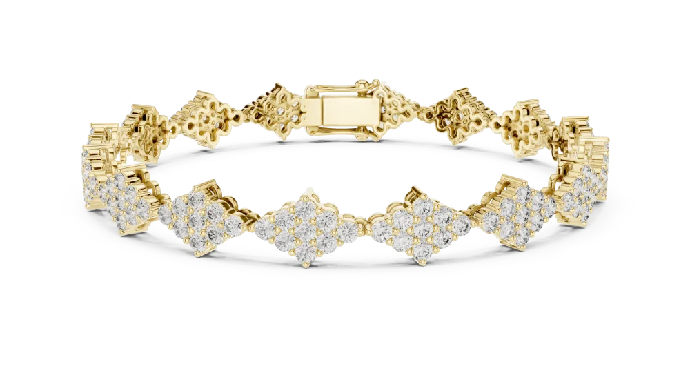 Luminary Geometric Pavé-Set Round Brilliant Tennis Bracelet - Image 2