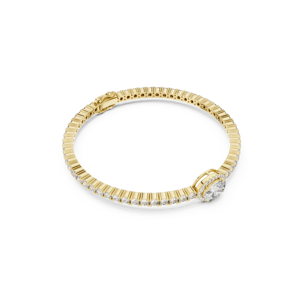 Discover the radiant allure of our oval halo tennis bracelet. Featuring premium DIAMEUR diamonds for unmatched fire, shop this modern classic today.