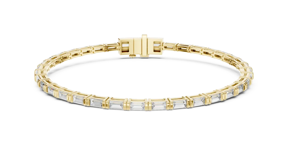 Discover the radiant allure of our baguette lab-grown diamond tennis bracelet. Expertly crafted for modern luxury. Shop this timeless piece today.