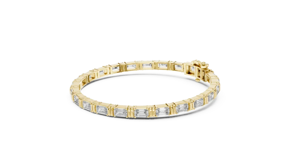 Architectural Emerald Cut Linear Link Tennis Bracelet - Image 3