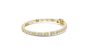 Architectural Emerald Cut Linear Link Tennis Bracelet - Image 3