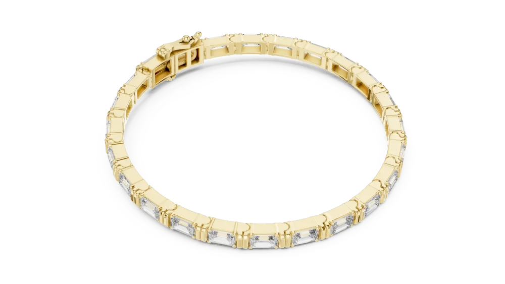 Architectural Emerald Cut Linear Link Tennis Bracelet - Image 2