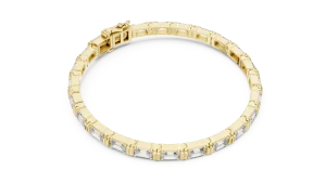 Architectural Emerald Cut Linear Link Tennis Bracelet - Image 2