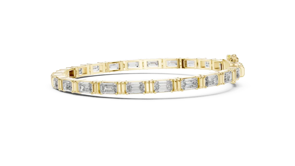 Architectural Emerald Cut Linear Link Tennis Bracelet - Image 4