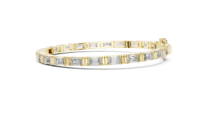 Architectural Emerald Cut Linear Link Tennis Bracelet - Image 4