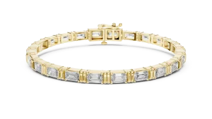 Architectural Emerald Cut Linear Link Tennis Bracelet