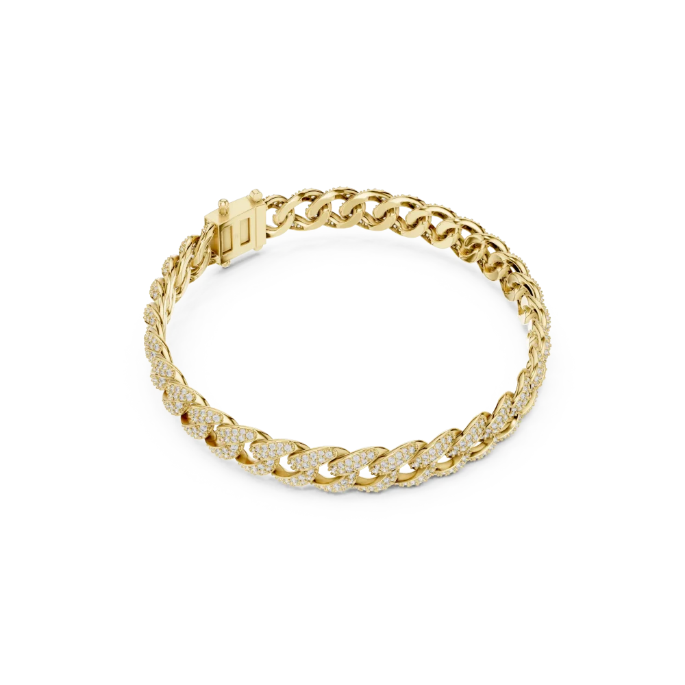 Discover the radiant allure of our pavé-set DIAMEUR diamond cubano link bracelet. A modern classic defined by exceptional brilliance. Shop today!