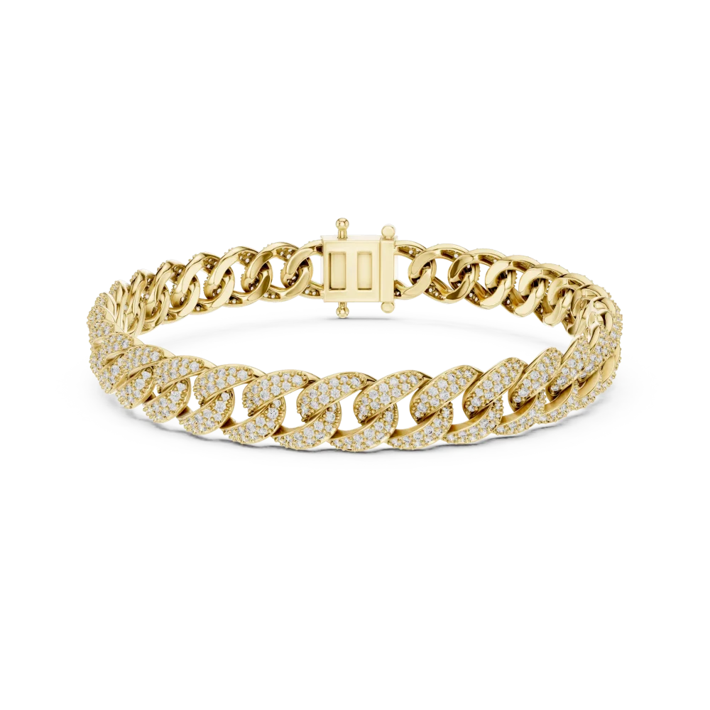 Luminary Pavé-Set Round Brilliant Cubano Link Bracelet - Image 2