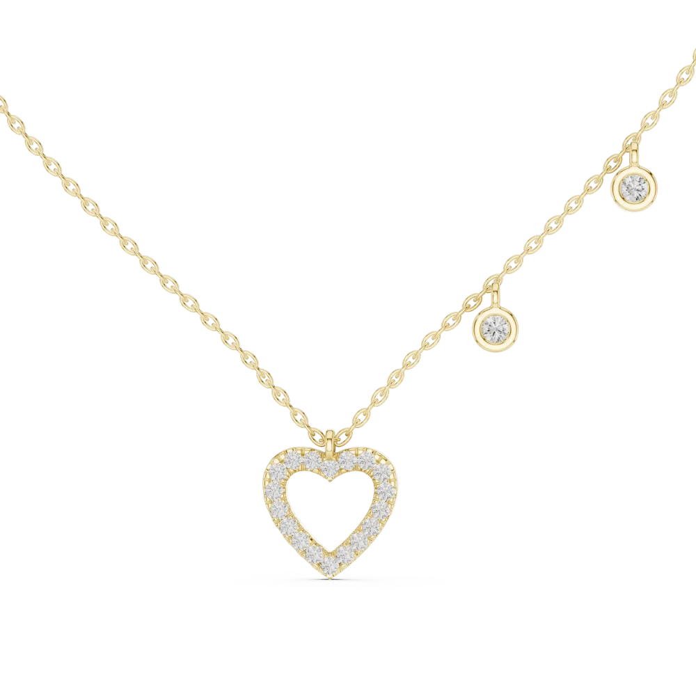 Elevate your style with this radiant pavé-set heart necklace, featuring brilliant DIAMEUR diamonds. Experience sustainable luxury. Shop now!