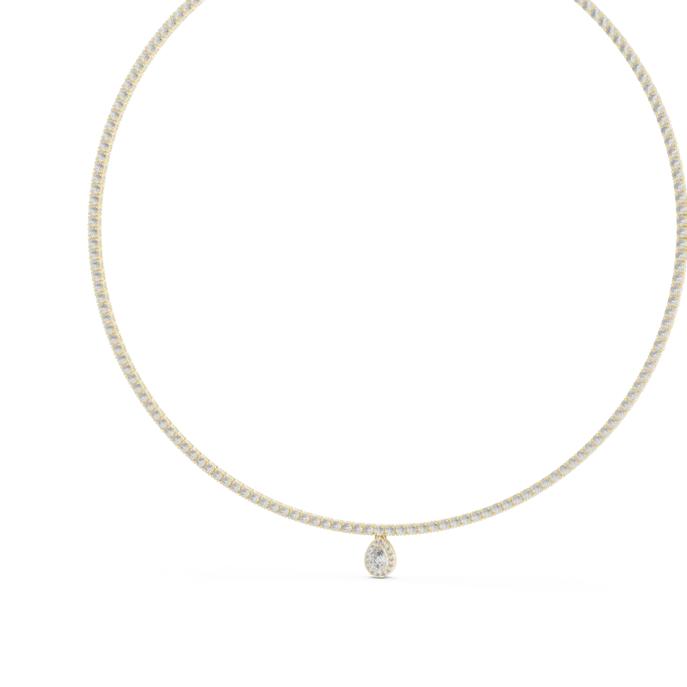Ethereal Pear and Round Brilliant Pavé-Set Tennis Necklace - Image 4